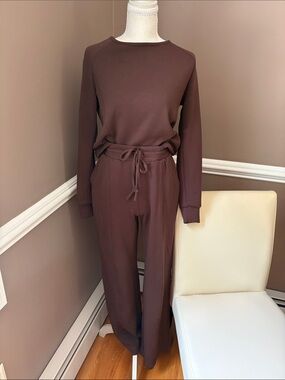 Cable & Gauge Brown Wide-Leg Knit Set